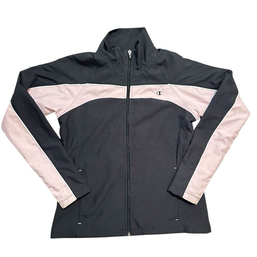 Champion Windbreaker Jacket Size S Blue/Pink Full Zip Pockets Lightweight Sports